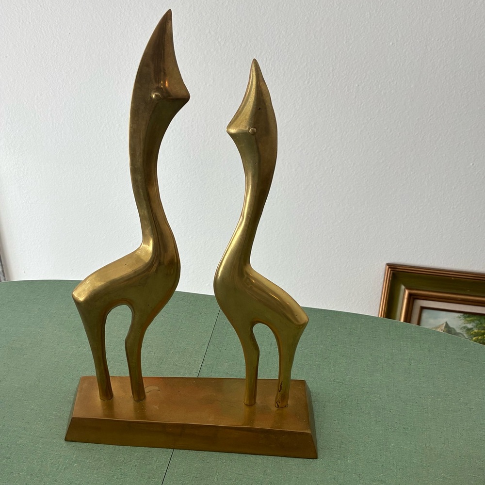 Vintage MCM Brass Giraffes Sculpture - Picture 11 of 13